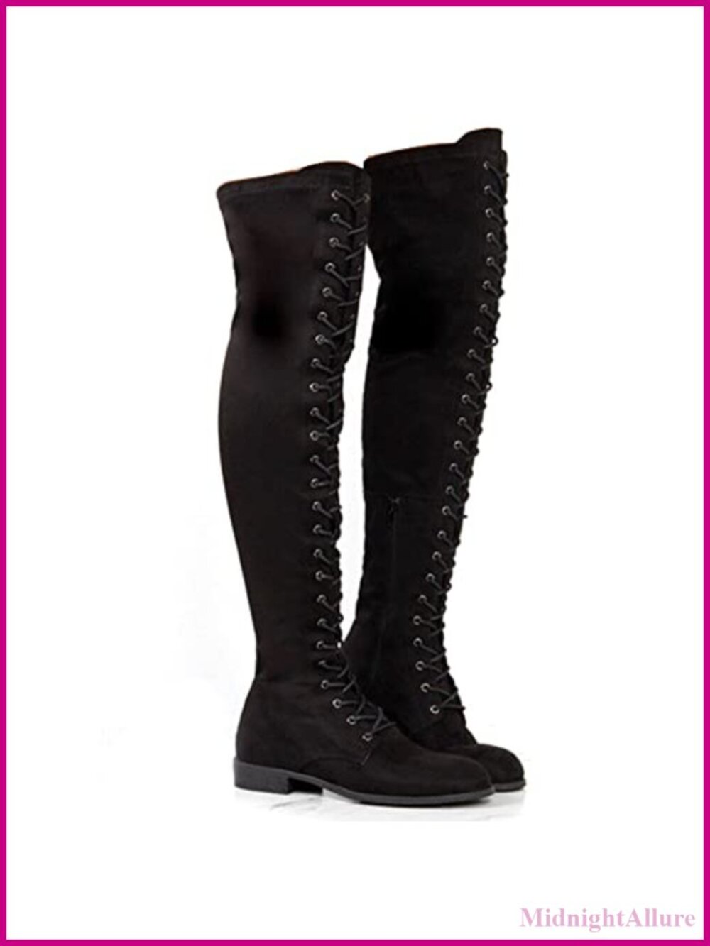 Women's Over the Knee Lace Up Tall Boots Low Heel Comfort Fit